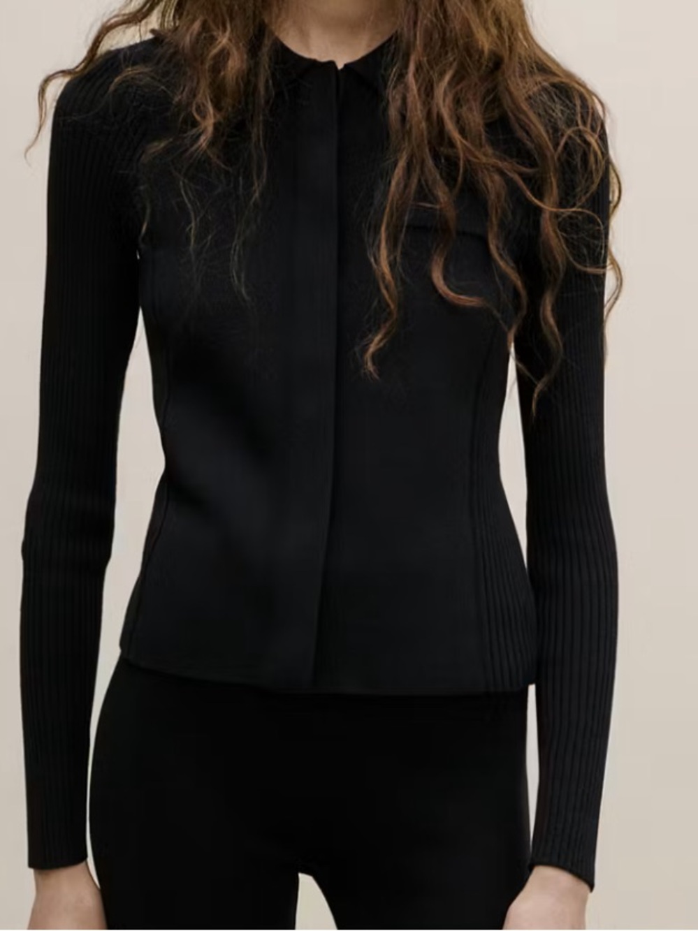 Mango Black Knit Collared Cardigan Sweater POCKET KNIT CARDIGAN 4087